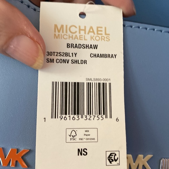 Michael Kors Crossbody Purse Bradshaw Chambray Logo bag Purse Blue - Picture 5 of 6